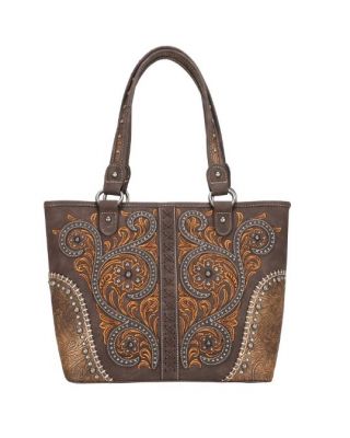 MW1076G-8317 CF Montana West Floral Embroidered Collection Concealed Carry Tote
