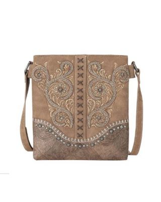 MW1076G-9360 BR  Montana West Floral Embroidered Collection Concealed Carry Crossbody
