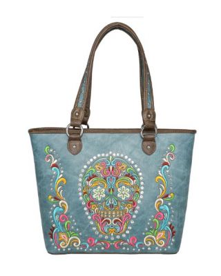 MW1078G-8317 TQ Montana West Sugar Skull Collection Concealed Carry Large Tote