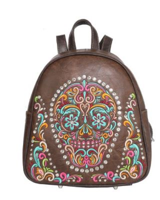 MW1078G-9110 CF  Montana West Sugar Skull Collection Concealed Carry Backpack