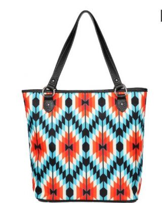 MW1085G-81113 BK Montana West Aztec Concealed Carry Tote Bag