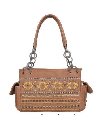 MW1092G-8085 BR  Montana West Cut Out Aztec Collection Concealed Carry Satchel