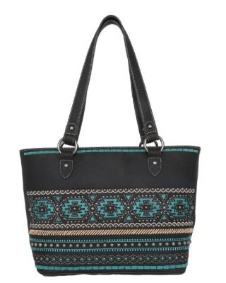 MW1092G-8317 BK Montana West Cut Out Aztec Collection Concealed Carry Tote