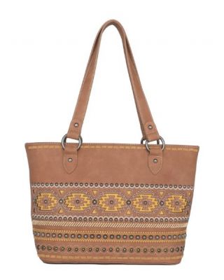 MW1092G-8317 BR Montana West Cut Out Aztec Collection Concealed Carry Tote