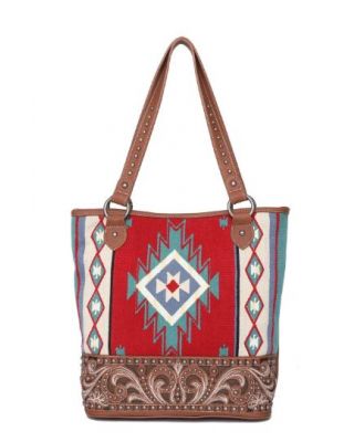 MW1095G-8113 BR Montana West Aztec Tapestry Concealed Carry Tote