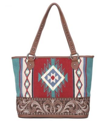 MW1095G-8317 BR Montana West Aztec Tapestry Concealed Carry Tote