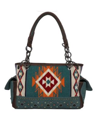 MW1097G-8085 TQ Montana West Aztec Tapestry Concealed Carry Satchel