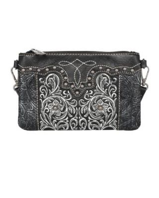 MW1099-181 BK Montana West Floral Embroidered Collections Clutch/Crossbody