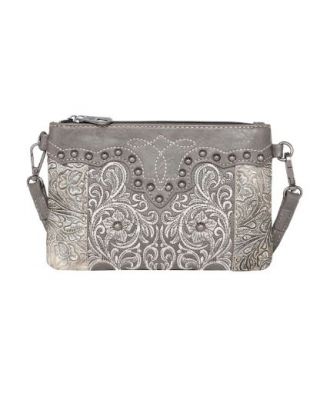 MW1099-181 GY Montana West Floral Embroidered Collections Clutch/Crossbody