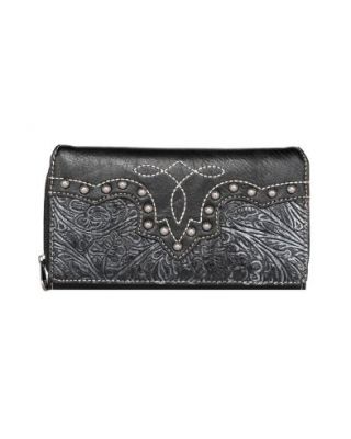 MW1099-W010 BK  Montana West Floral Embroidered Collections Wallet