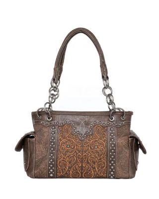 MW1099G-8085 CF  Montana West Floral Embroidered Collections Concealed Carry Satchel