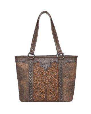 MW1099G-8317 CF  Montana West Floral Embroidered Collections Concealed Carry Tote