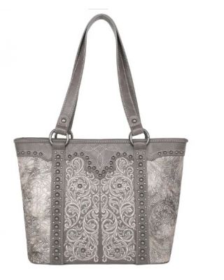MW1099G-8317 BR  Montana West Floral Embroidered Collections Concealed Carry Tote