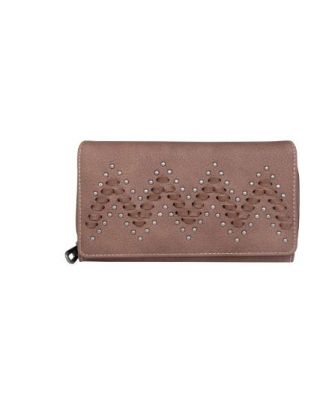 MW1101-W010 BR Montana West Tribal Whipstitch Collection Wallet