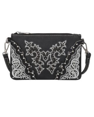 MW1110-181 BK Montana West Boot Scroll Embroidered Collection Clutch/Crossbody