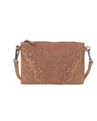 MW1110-181 BR Montana West Boot Scroll Embroidered Collection Clutch/Crossbody