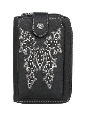 MW1110-183 BK  Montana West Boot Scroll Embroidered Collection Phone Wallet