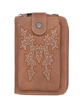 MW1110-183 BR  Montana West Boot Scroll Embroidered Collection Phone Wallet