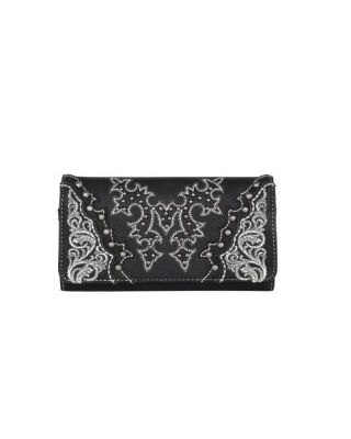 MW1110-W010 BK  Montana West Boot Scroll Embroidered Collection Wallet