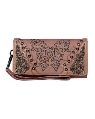 MW1110-W010 BR  Montana West Boot Scroll Embroidered Collection Wallet