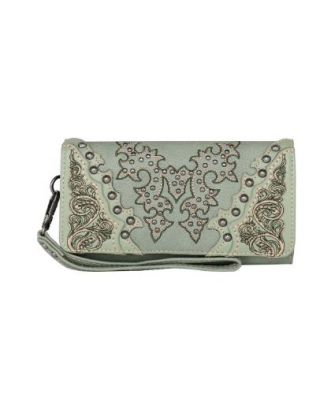 MW1110-W010 GN  Montana West Boot Scroll Embroidered Collection Wallet