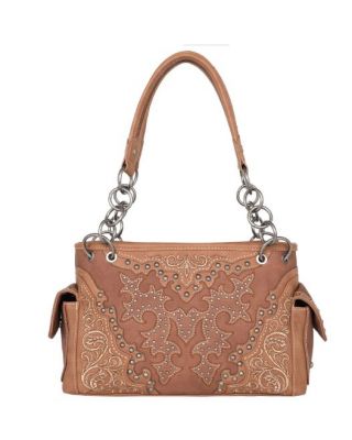 MW1110G-8085 BR Montana West Boot Scroll Embroidered Collection Concealed Carry Satchel