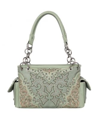MW1110G-8085 GN Montana West Boot Scroll Embroidered Collection Concealed Carry Satchel