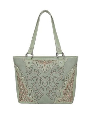 MW1110G-8317 GN Montana West Boot Scroll Embroidered Collection Concealed Carry Tote