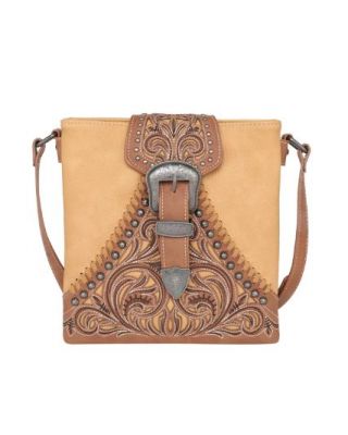 MW1111G-9360 BR Montana West Floral Embroidered Buckle Collection Concealed Carry Crossbody