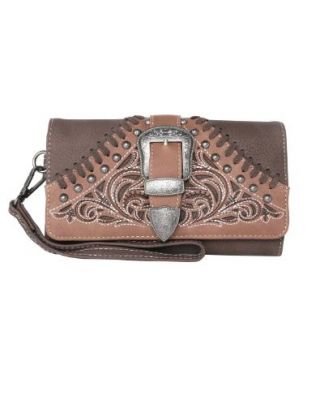 MW1111-W018 CF  Montana West Floral Embroidered Buckle Collection Wallet