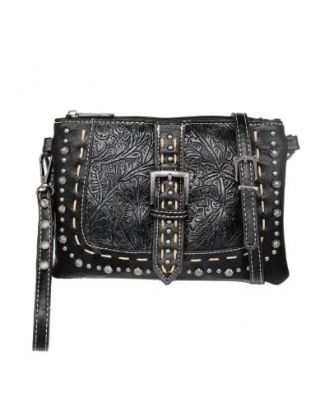 MW1117-181 BK Montana West Embossed Collection Clutch/Crossbody
