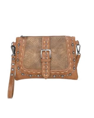 MW1117-181 BR Montana West Embossed Collection Clutch/Crossbody
