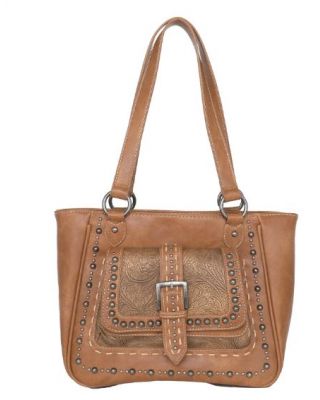 MW1117G-8317 BR  Montana West Embossed Collection Concealed Carry Tote