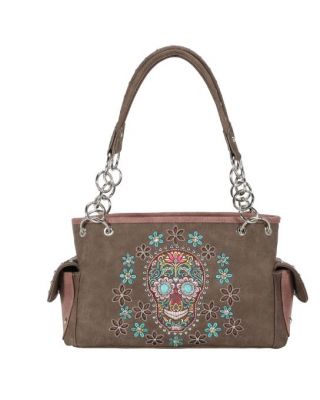 MW1121G-8085 CF  Montana West Sugar Skull Collection Concealed Carry Satchel