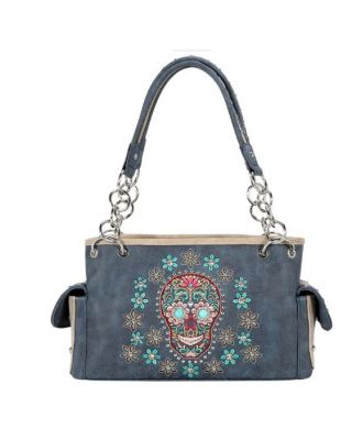 MW1121G-8085 NV  Montana West Sugar Skull Collection Concealed Carry Satchel
