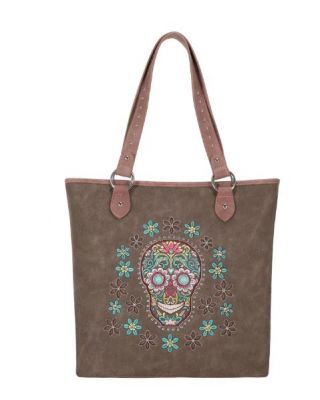 MW1121G-8317 CF Montana West Sugar Skull Collection Concealed Carry Tote