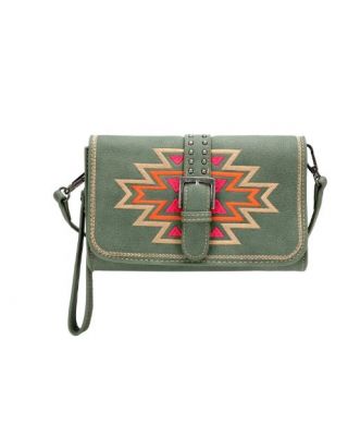 MW1123-063 GN Montana West Aztec Collection Wallet/Crossbody