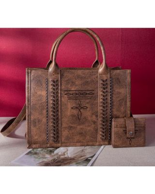 MW1124-H8120SW CF  Montana West Whipstitch Concealed Carry Tote With Matching Bi-Fold Wallet