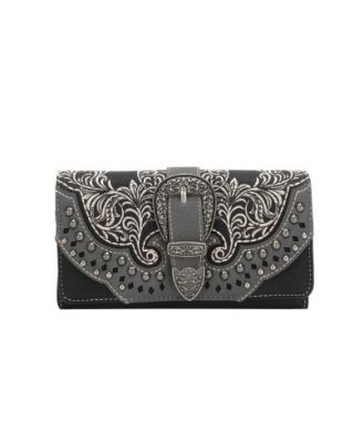MW1126-W018 BK  Montana West Buckle Collection Wallet