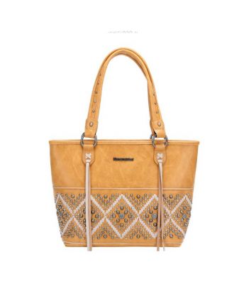 MW1127G-8317 BR Montana West Studs Collection Concealed Carry Tote