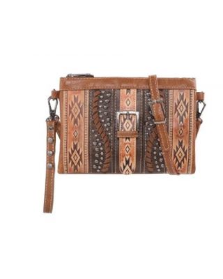 MW1134-181 BR Montana West Aztec Tooled Collection Clutch/Crossbody