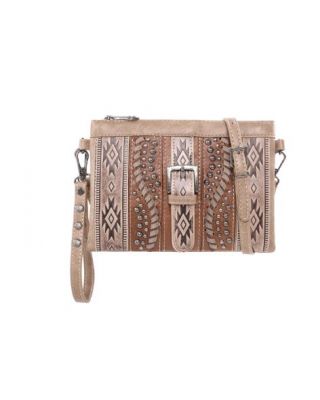 MW1134-181 KH Montana West Aztec Tooled Collection Clutch/Crossbody