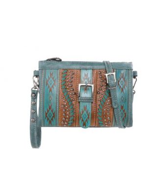 MW1134-181 TQ Montana West Aztec Tooled Collection Clutch/Crossbody