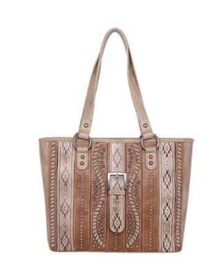 MW1134G-8317 KH Montana West Aztec Tooled Collection Concealed Carry Tote