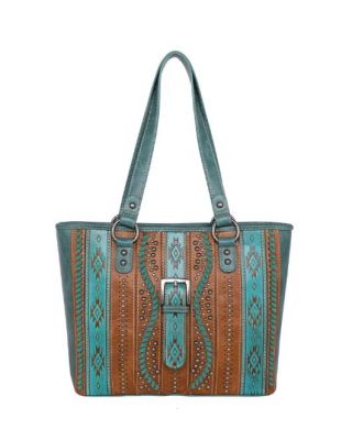 MW1134G-8317 TQ Montana West Aztec Tooled Collection Concealed Carry Tote