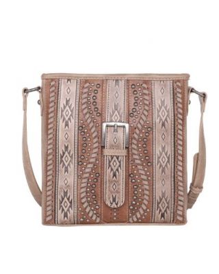 MW1134G-9360 KH Montana West Aztec Tooled Collection Crossbody Bag