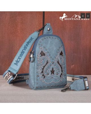 MW1137-210 JN Montana West Embroidered Cut-out Boot Scroll Sling Bag