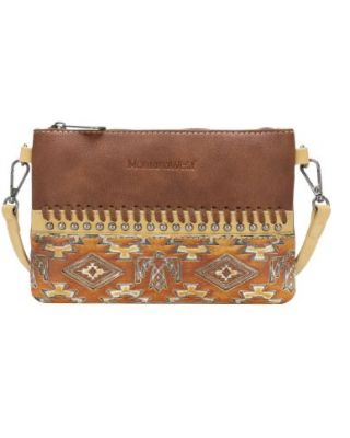 MW1139-181 BR Montana West Aztec Tooled Collection Clutch/Crossbody
