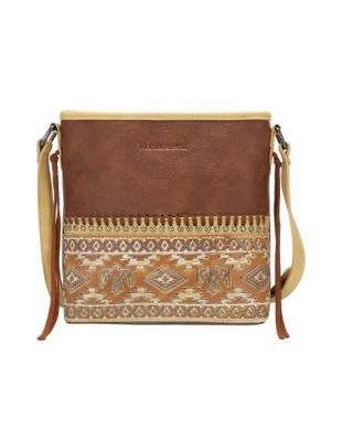 MW1139G-9360 BR  Montana West Aztec Tooled Collection Crossbody Bag