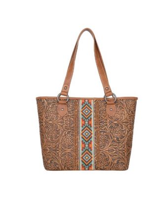 MW1142G-8317 BR Montana West Tooled Collection Concealed Carry Tote